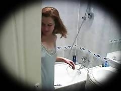 young redhead shower spycam