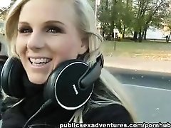 Blonde party girl loves to get fucked outside in the weather